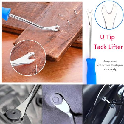 3-Piece Staple Remover Tool Set, Upholstery Tack Puller, Nail Remover for Furniture, Carpet, Wood - color: Silver