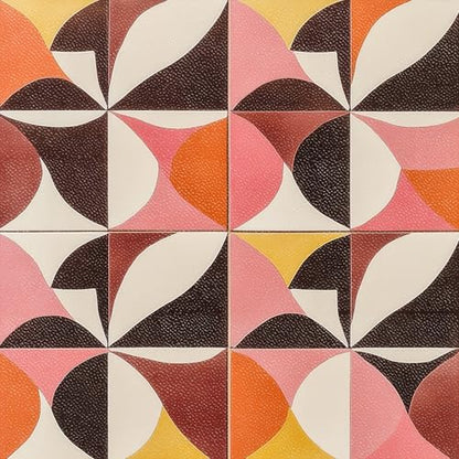 HOMETITUTE Retro Abstract Color Block Peel Stick Floor 12x12 Vinyl - color: Multicolor#11