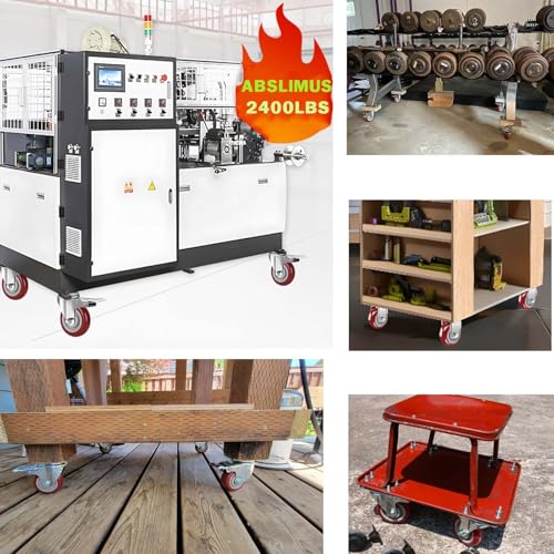 4 inch Casters Load 2400lbs -Includes 2 Sets of Adaptive Screws -Lockable Bearing Plate Heavy Duty Caster with Brakes, 360-degree Swivel for Furniture and Workbench Cart, Set of 4 - size: 4 inch Red