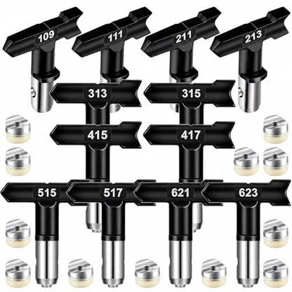 12 pcs Reversible Airless Spray Tips Set for Airless Paint Sprayer,for Wall Fence Deck Cabinet and Guns House Painting