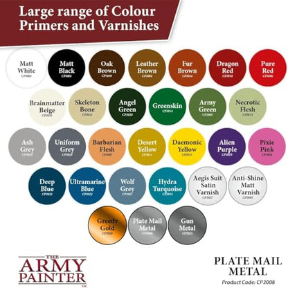 The Army Painter, Colour Primer Plate Mail Metal, 400 ml acrylic spray - color: Plate Mail
