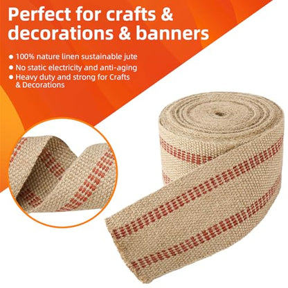 YaeCCC Jute Webbing,Upholstery Webbing for Chair,3.5"x10Yd Upholstery Strap - color: red, size: 3.5" x 10 Yd