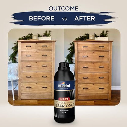 Bluebird Polyurethane Clear Coat for Furniture, Paintings, Water-Based Professional Varnish (Matt, 33.8 Fl Oz) - color: Matt, size: 33.8 Fl Oz