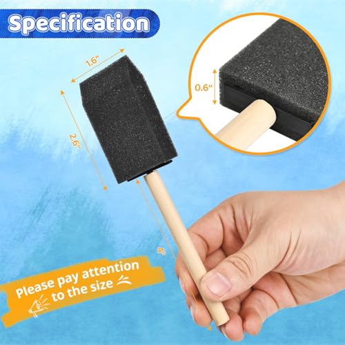 Foam Paint Brushes, 1.6 Inch, 8 Count, Sponge Paint Brush, Foam Brushes for Painting & Staining, Craft & Art Paint Sponges - size: 1.6 inches