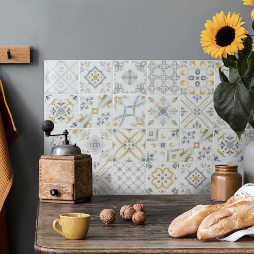 Smart Tiles Peel and Stick backsplash, Square Multicolor, 9"x9" - color: Multicolor