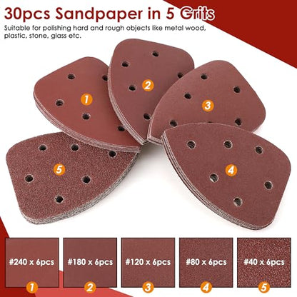 1 Pcs Mouse Sander Replacement Pads with 30 Pcs Sandpaper