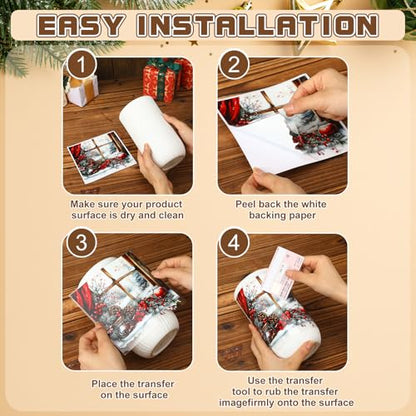 Harloon 15 Sheets Christmas Rub on Transfers Winter Window Decals - style: Fresh