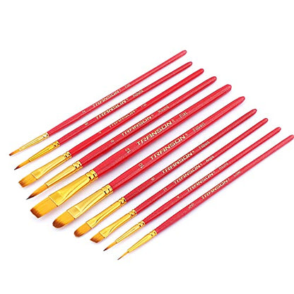 Transon 20pcs Artist Painting Brush Set for Acrylic Watercolor Gouache Hobby Craft Face Rock Painting Black and Red - color: Black and Hot Pink
