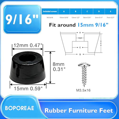 100 Pcs Rubber Feet for Cutting Board with Stainless Screws - size: 9/16" W X 5/16" H