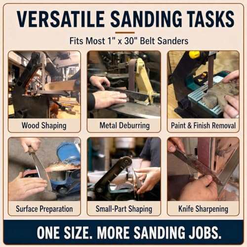 1x30 Sanding Belts, 30 Pack, 6 Each of 80, 120, 150, 240 & 400 Grits - size: 1 x 30 in, 30-Pack