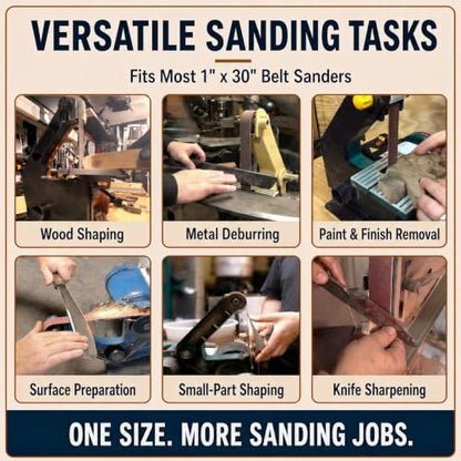 1x30 Sanding Belts, 30 Pack, 6 Each of 80, 120, 150, 240 & 400 Grits - size: 1 x 30 in, 30-Pack