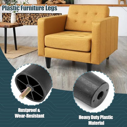 Luomorgo 2 Inch Plastic Table Legs, Black Couch Leg, 4 Pcs - color: Round Tapered, size: 2 Inch