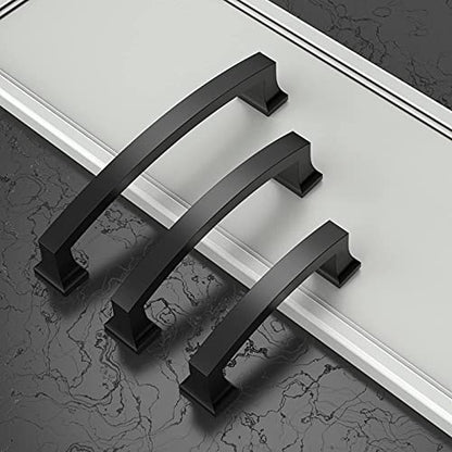 Asidrama 10 Pack 3 Inch(76mm) Hole Centers Kitchen Cabinet Handles, Matte Black Cabinet Pulls Kitchen Cabinet Hardware for Cupboard Drawer Pulls - color: Matte Black, size: 3" Hole Center, style: 10 Pack