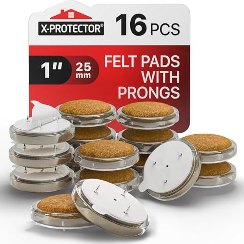X-Protector Nail On Chair Leg Pads - 16 PCS 1" - Chair Leg Floor Protectors - size: 1in (FELT, 16 PCS)