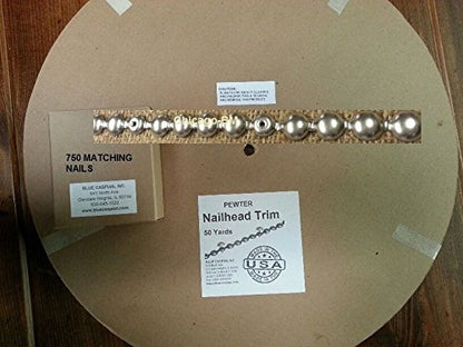 B.C. Upholstery Nailhead Trim with Matching Nails - Pewter - 150 ft (50 yds) - color: Finish: Pewter