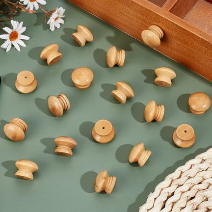 PH PandaHall 50pcs Wood Drawer Knob, 1 inch Mushroom Shape Cabinet Knobs Furniture Pulls Handles for DIY Crafts Upgrading Cabinets Doors Wardrobes Storage Dressers Furniture