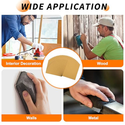 25 Pcs 320 Grit Sandpaper 4.5 x 5.5 Inch Sand Paper Alumina Gold - size: 4.5 x 5.5 Inch(320 Grit)