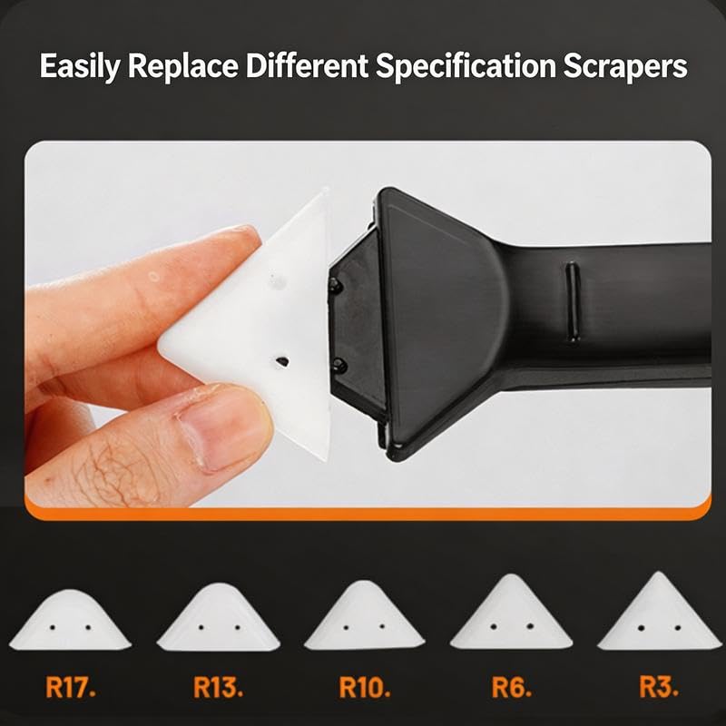 Grout Scraper Tool 3-in-1 Silicone Caulking Tools Caulk Remover Tool with 5 Replaceable Silicone Pads Sealant Finishing Tool (Black)