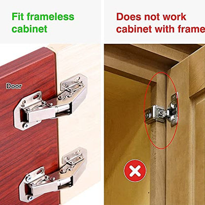 8-Pack Hidden Hinges for Cabinet Doors Frameless, Concealed Cabinet Hinges, 90 Degree Flush Mount Hinges - size: 8 Pack