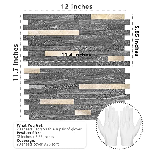 STICKGOO 20 Sheets Peel and Stick Backsplash Tile, Stick on Backsplash for Kitchen and Bathroom, Black Sandstone Look PVC Mixed Metal Gold Self Adhesive Wall Tiles - color: Black Sandstone + Metal Gold