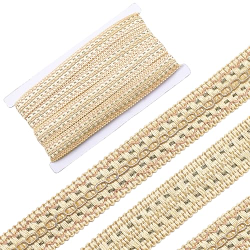 GORGECRAFT 13 Yards Gimp Braid Trim 2.6cm Wide Polyester Woven Upholstery Basic Trim Decorative Fabric Fringe Lace Ribbon for Sewing Crafting Costume DIY Jewelry Home Curtain Decoration Light Khaki - color: Light Khaki