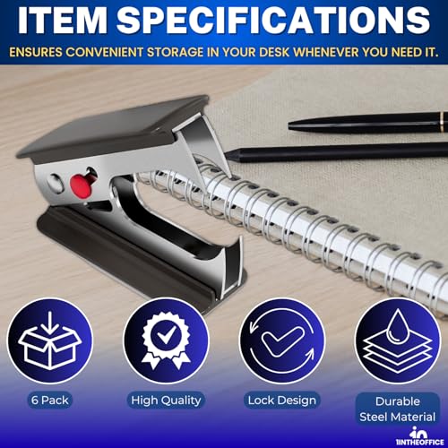 1InTheOffice Staple Remover, Claw Staple Remover, Staple Remover Tool, Black, "6 Pack"