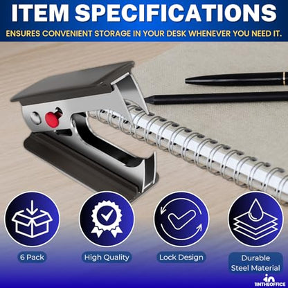 1InTheOffice Staple Remover, Claw Staple Remover, Staple Remover Tool, Black, "6 Pack"