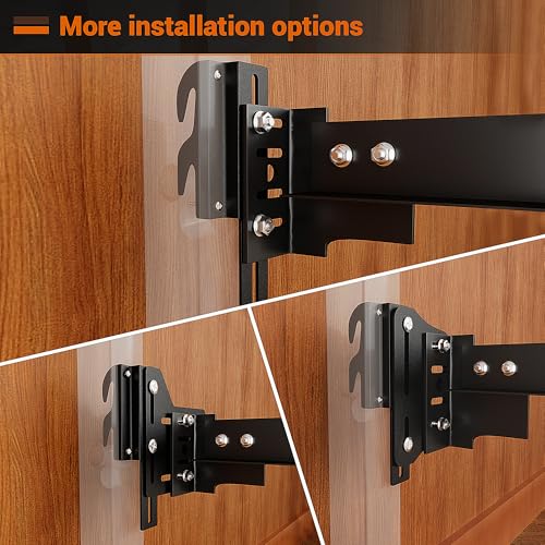 2Pcs 711 Bolt-On to Hook-On Bed Frame Conversion Brackets, Bed Frame Hooks, Universal Headboard Brackets, Widened Hole Slot, Height Adjustable, Black - color: 2Pcs Bed Frame Hooks