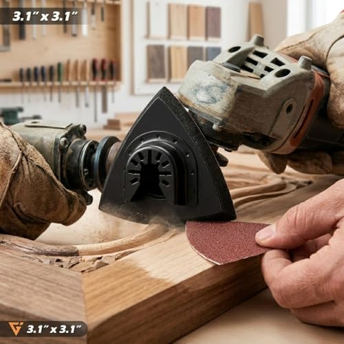 Oscillating Tool Sanding Pad Kit, 106Pcs Multi Tool Sanding Pads with 2 Triangle Sanding Pads, 2 Finger Sanding Pads, 100 Sandpaper Sheets, 60-240 Grit for Wood Metal Plaster Grinding Polishing - size: 104 pcs Triangle and Finger Sanding Pads