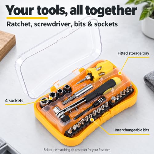 30 PCS Screwdriver Set Ratcheting Precision Tools for Home and Auto - color: Yellow, size: 30PCS