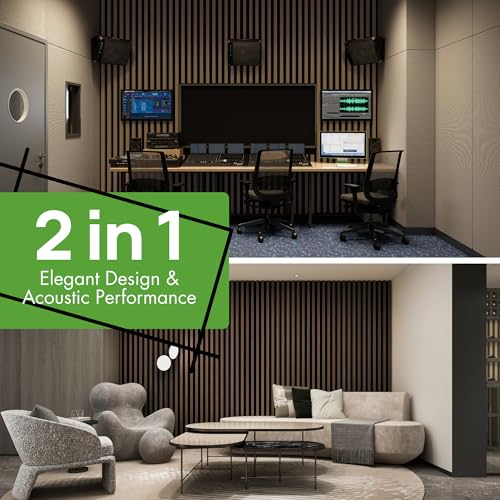 Art3d 12" x 93" Acoustic Wood Slat Wall Panel, 4pcs, 31 sq.ft, Deep Walnut - color: Deep Walnut, size: 12" x 93"