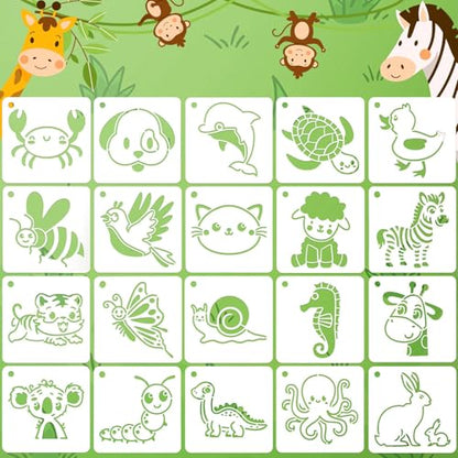 JULMELON 20Pcs Animal Stencils for Painting on Wood, Cute DIY Art Drawing - style: Animal Stencils