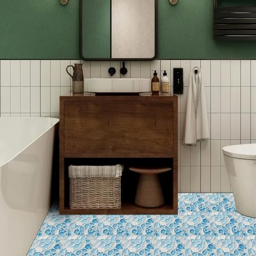 HOMETITUTE Water Drop Glass Floor 12x12 Vinyl Tile - color: Blue#12