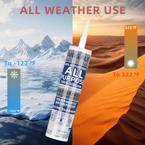 Gray Silicone Sealant, All-Purpose 100% Waterproof Silicone Caulk, Adhesive Caulking Silicone for Indoor Outdoor Windows, Aquarium, Bathtub Auto Leak Seaing, 10.1 Oz, 1 Pack (1)