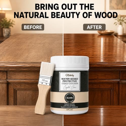 Water Based Polyurethane Clear Coat for Wood, High Gloss Varnish & Sealer - style: Water-Based Gloss