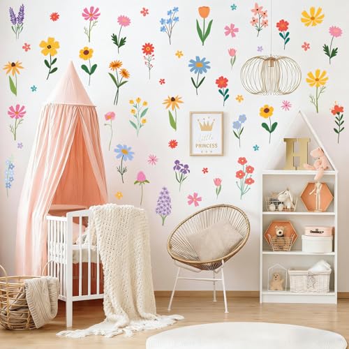 Spring Flower Wall Stickers, 8 Sheets 90 Pcs - color: Spring Flower