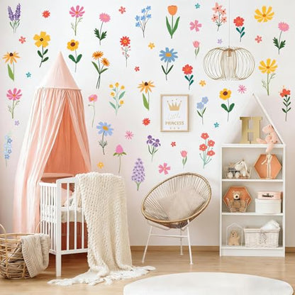 Spring Flower Wall Stickers, 8 Sheets 90 Pcs - color: Spring Flower