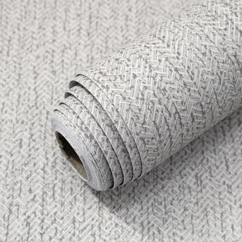 Grey Grasscloth Peel and Stick Wallpaper for Cabinets 16in x 118in - color: Gray, size: 15.7" x 118.1"