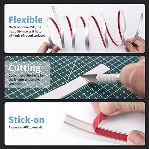 Art3d 30 ft Peel and Stick Flexible Molding Trim for Wall Tile Edge, Silver - color: Silver, size: 30 feet