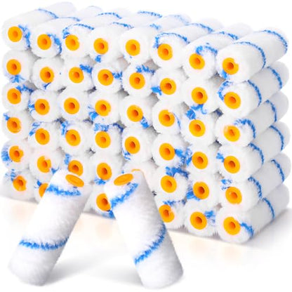 Leumoi 50 Pcs 4 Inch Microfiber Mini Paint Rollers, Blue & White - size: 4 Inch