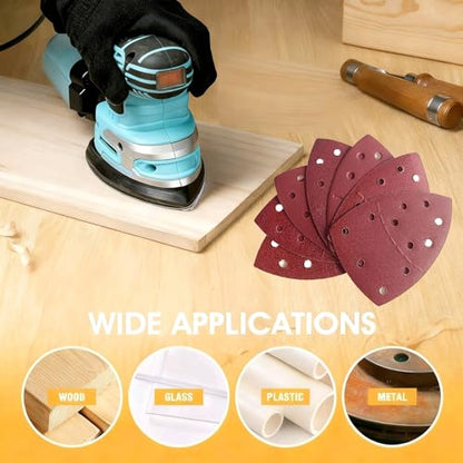 100 PCS Mouse Detail Sander Sandpaper 11 Holes, 240 Grit Hook and Loop Mouse Sanding Sheets Aluminum 0xide Mouse Sanding Pads 11 Holes Triangular Sanding Paper for Detail Mouse Sander - size: 11 Holes-240 Grit