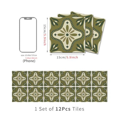 VICCI 12 Pcs Stick On Backsplash Tiles, 5.9x5.9 Peel and Stick Wall Decals - color: Art-238, size: 5.9x5.9IN*12PCS