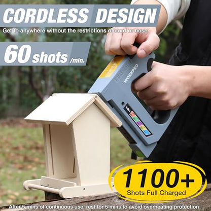 WORKPRO 3.6V 5-in-1 Cordless Staple Gun Kit, 2000 Staples and Nails