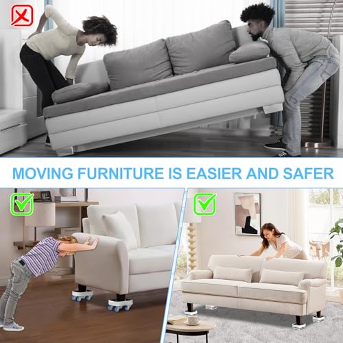 New Upgraded Furniture Sliders for Hard Floors & Carpets - size: 1in wheels with slider pad + 1 pry bar