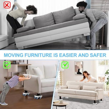 New Upgraded Furniture Sliders for Hard Floors & Carpets - size: 1in wheels with slider pad + 1 pry bar