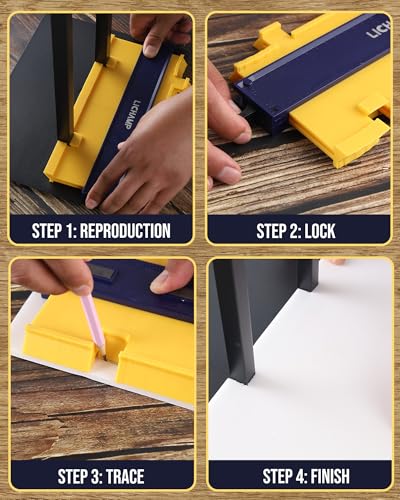 Lichamp Contour Gauge Profile Tools with Miter Saw Protractor Angle Finder
