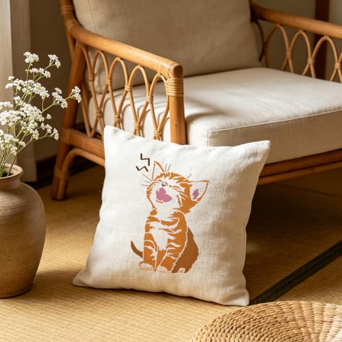 FINGERINSPIRE Little Cat Stencils with a Brush 11.7x8.3Inch Cute Meow Kitten Painting Stencils Cartoon Cat Pattern Stencil Animal Themes PET Template for Wood Floor Tile Wall Fabric Furniture DIY - color: Little Cat