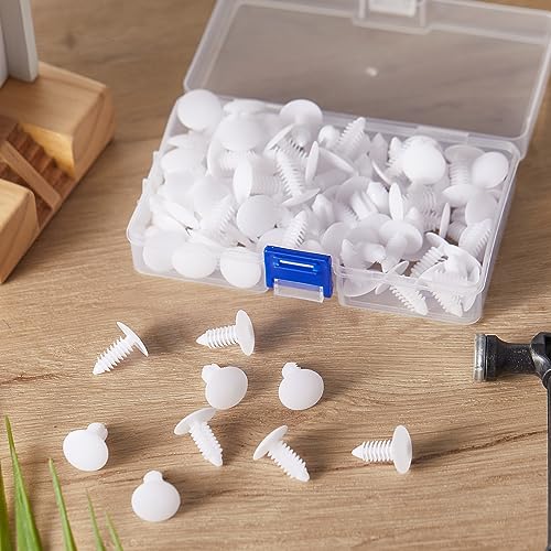 100 Pieces Patio Strapping Rivets Fasteners 3/4" Length Medium Multi Gauge Rivet for Patio Lawn Chair Webbing Repair Strap for Outdoor Furniture Lounge 1/4 Inch Hole (White) - color: White