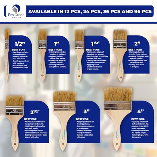 Pro Grade 2" Chip Brushes, Disposable Paint Brushes, for Paint, 24 Pack