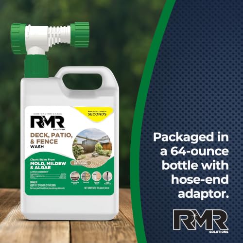 RMR Deck, Patio, & Fence Wash - Commercial-Grade Outdoor Stain Remover for Mold, Mildew, and Algae, 64 Ounce Bottle with Hose-End Adapter